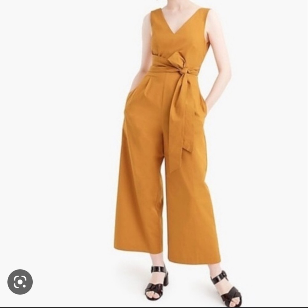 J. Crew wrap tie jumpsuit size 4 in mustard/gold.